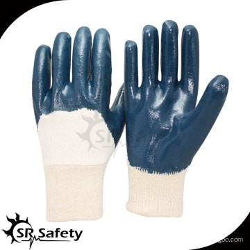 SRSAFETY Best jersey liner nitrile 3/4 luvas revestidas, knit wrist free samples novos produtos